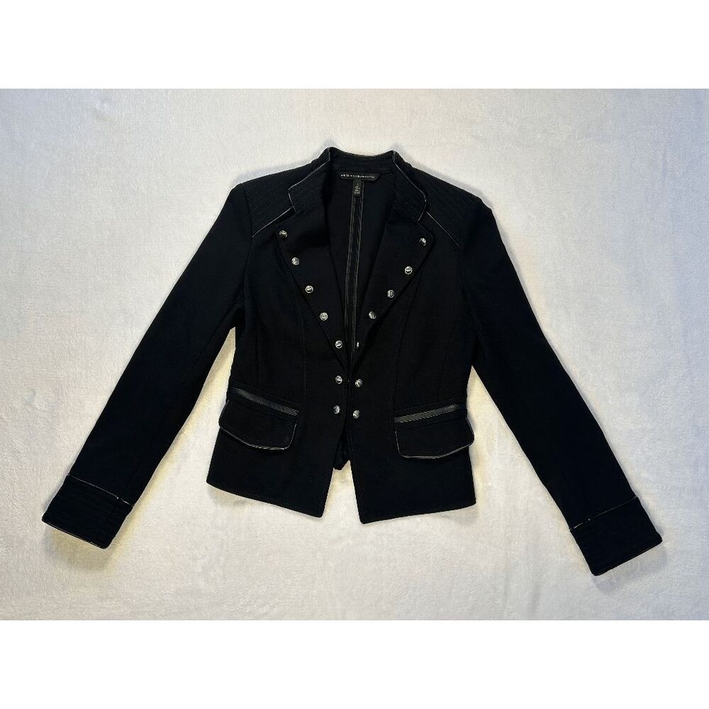 White House Black Market Black Fitted Jacket Size 4, Button Accent, Steampunk